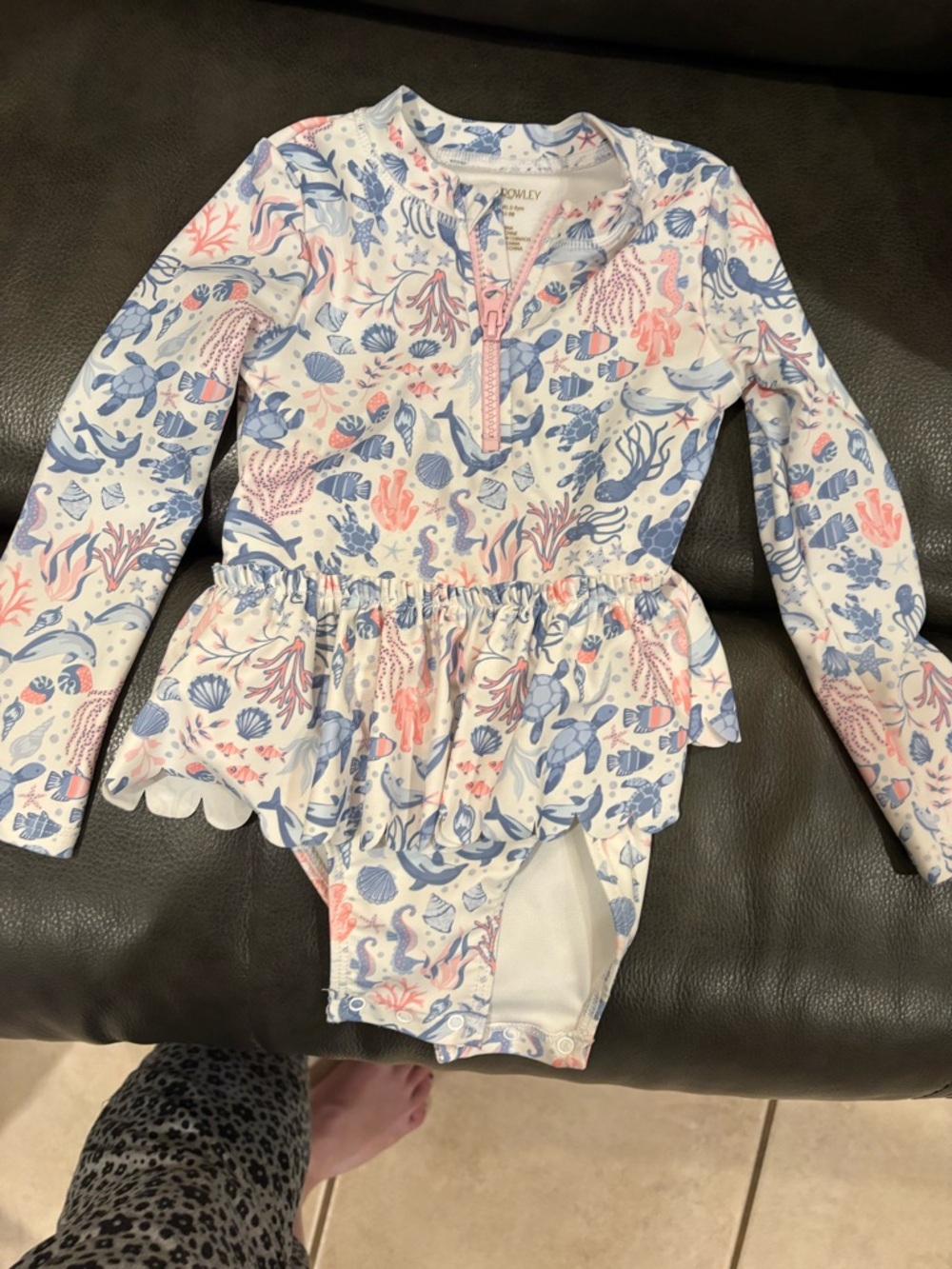Cynthia Rowley Girls' Seashell Print Rashguard - Pink & Blue